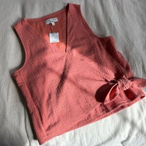 Madewell Wrap Tie Front Tank Top - Coral
